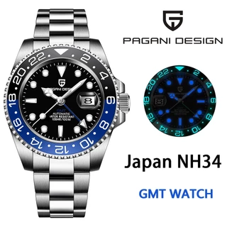 Pagani Design Relógio Automático Masculino Original 40mm GMT Cerâmica Bezel 100M Vidro Safira Resistente À Água Mecânico PD-1662
