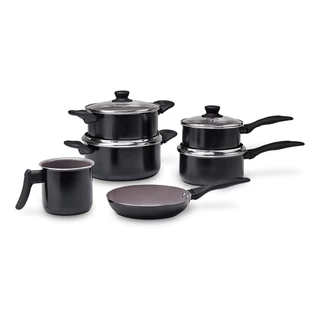 Jogo De Panelas Brinox Tulip Antiaderente 6 Peças Preto em Oferta na Shopee