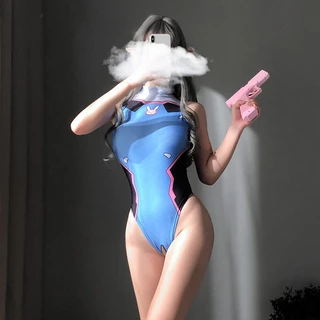 Fantasias Sexy DVA Cosplay Para Mulheres Desenho Animado Aberto Virilha Body Roupa Íntima Elástica Anime
