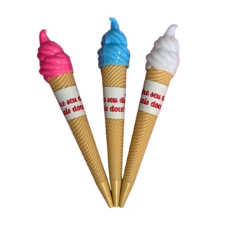 Kit 3 Lapiseiras Escolar Fofas 0.7 BRW Sorvete Decorada