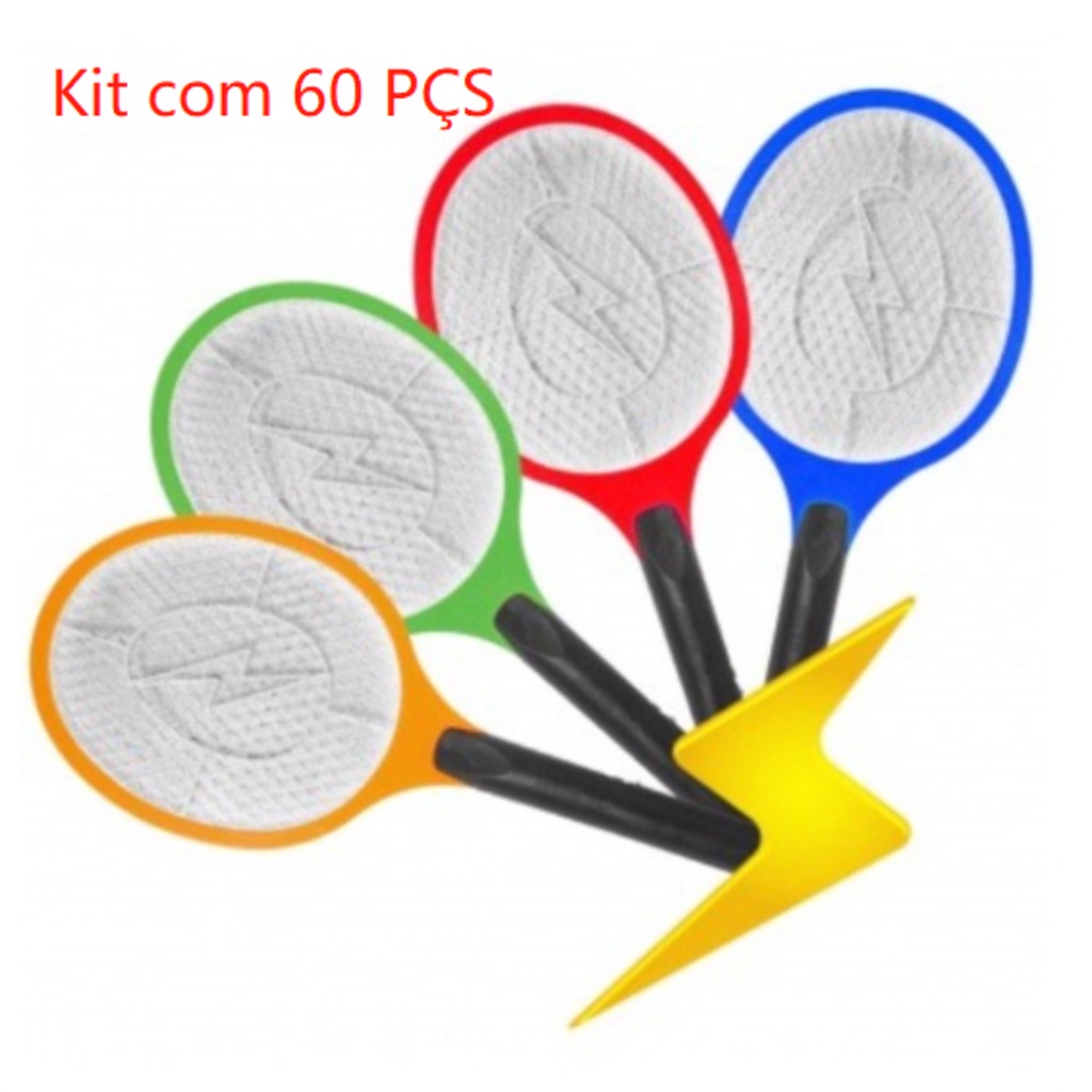 Kit Com 60 Pçs Raquete Elétrica Bivolt Mata Mosquito Insetos pernilongos e mosquito da dengue Recarregável 110v/220v