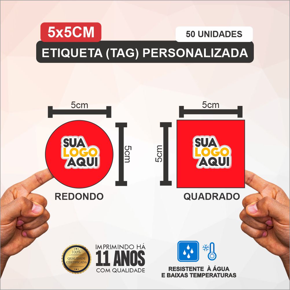 50 Adesivos Personalizados 5x5cm Etiquetas Adesivas Personalizadas