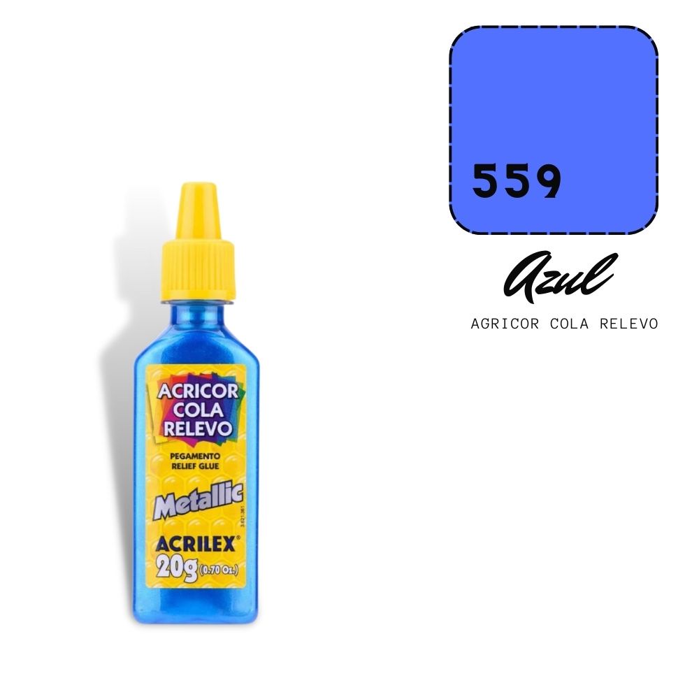 Acricor Cola Relevo Azul (Metallic)20g | Shopee Brasil