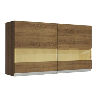 Armário de Cozinha Aéreo 120 cm 2 Portas com Vidro Rustic Glamy Madesa em Oferta na Shopee