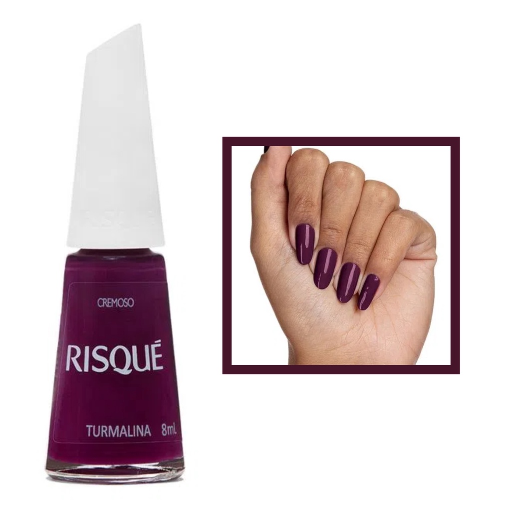 Esmalte Risque Turmalina Roxo Cremoso Hipoalergenico 8ml | Shopee Brasil