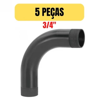 KIT 5 CURVA PVC ROSCAVEL ANTICHAMA PARA ELETRODUTO 3/4X90
