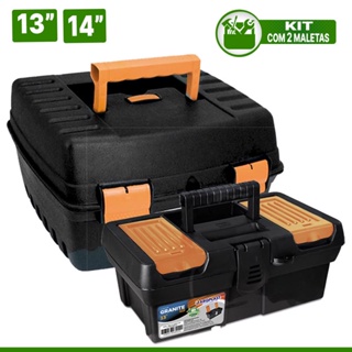 Kit 2 Caixas Plástica Maleta De Ferramentas Organizadora Resistente Eletricistas Grande