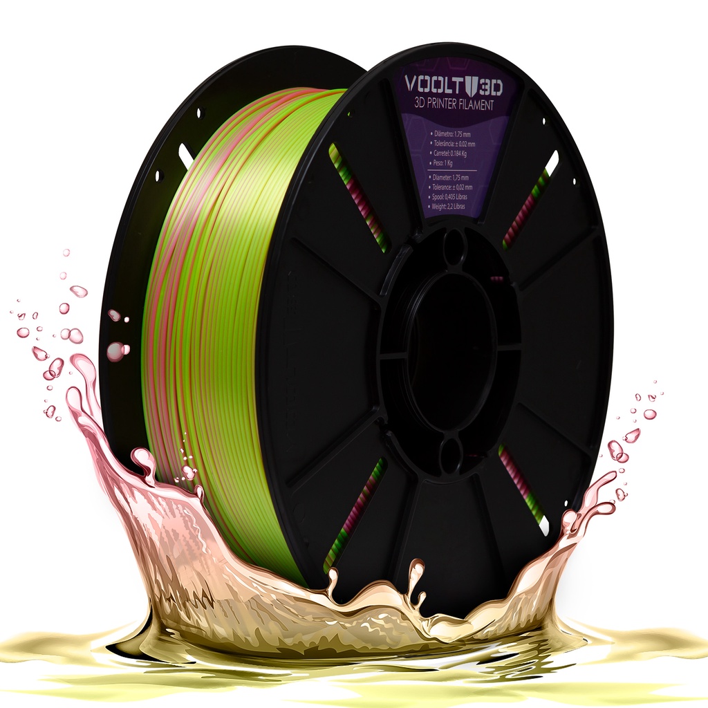 Filamento PLA Duo Color Rosa Chiclete e Verde Neon Premium 1Kg, Duas ...