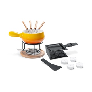 Conjunto Para Fondue Com Raclette Brinox Fondue & Petiscos 15 Peças Amarelo
