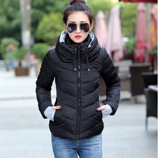 Feminino Slim Outono-Inverno Parkas Colarinho De Casacos De Manga Comprida Casual