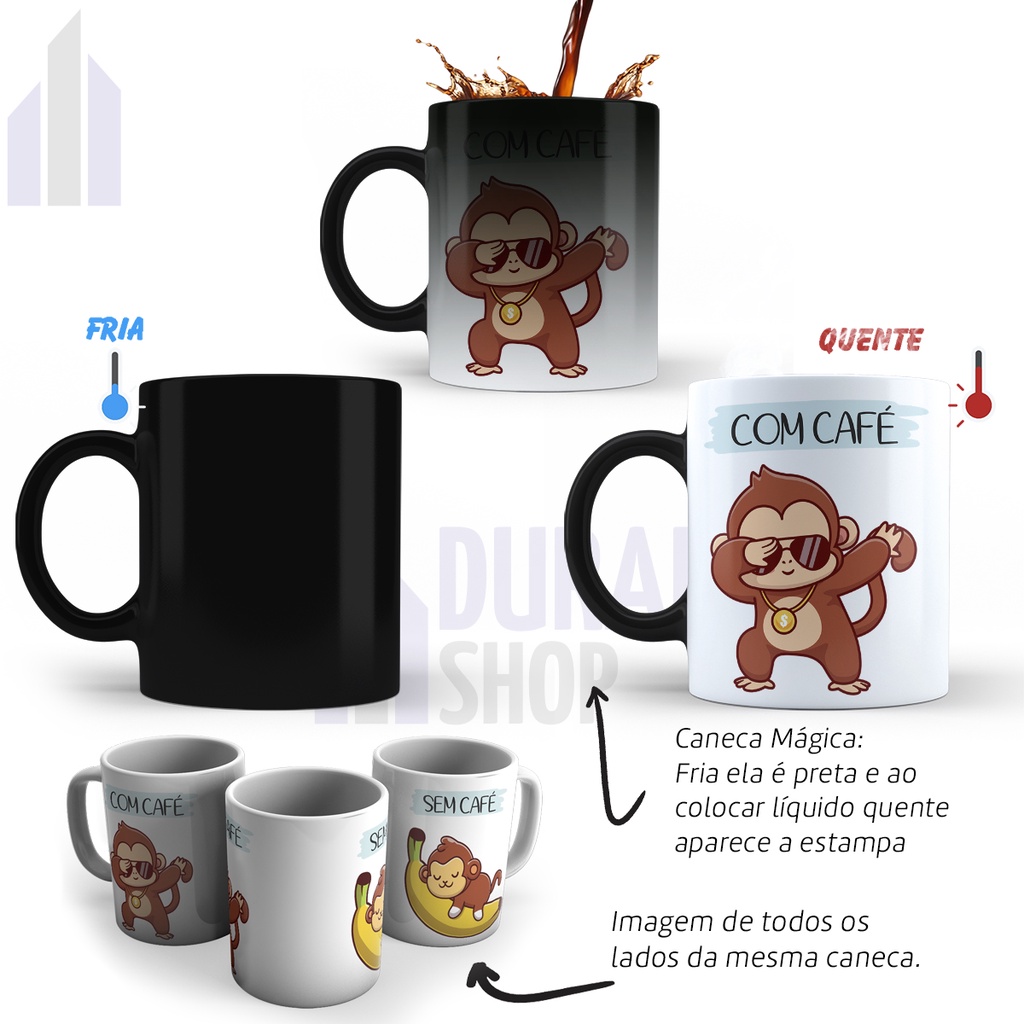 Caneca de café vintage JSNY macaco branco