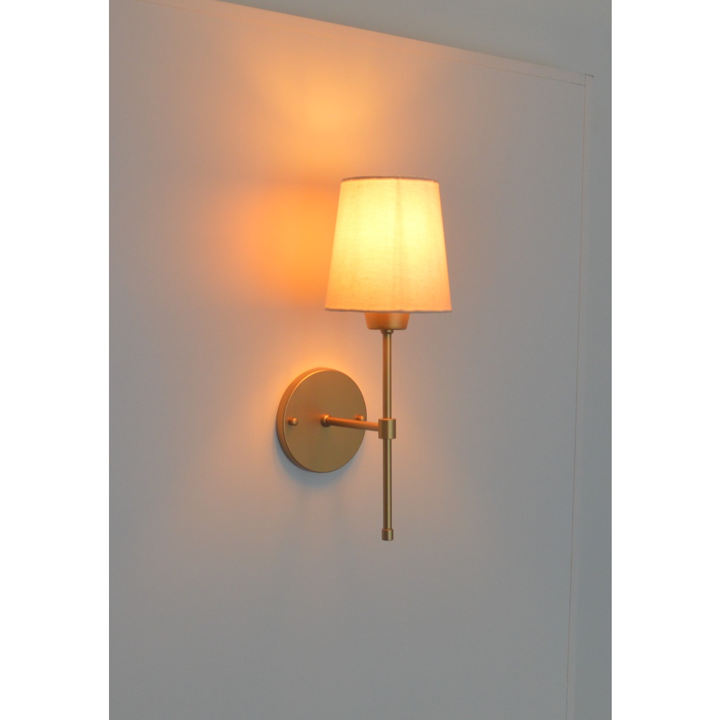 Imagem do produto Arandela Tocheiro Dourada C/ Cúpula Tecido Cru. 3