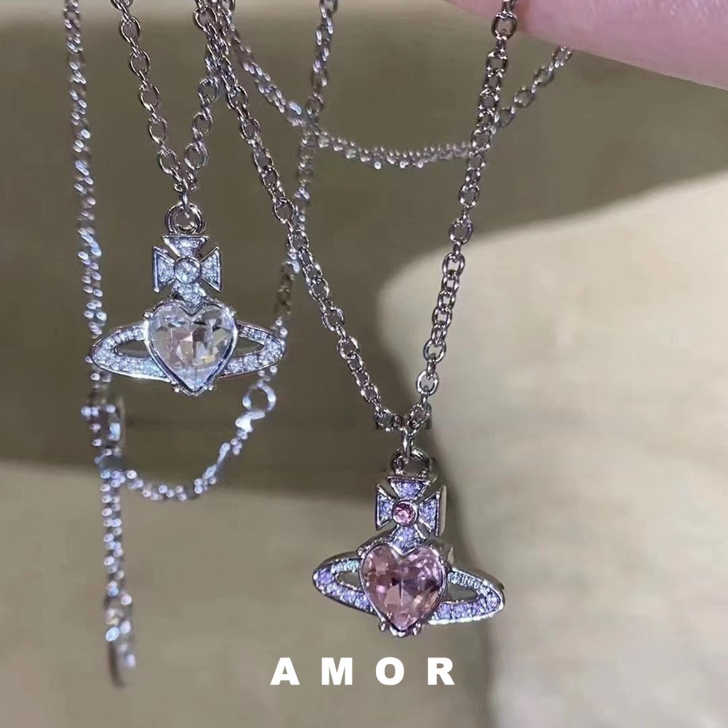 vivienne westwood Love Saturn Necklace Colar De Saturno Corrente De Colarinho De Rhinestone