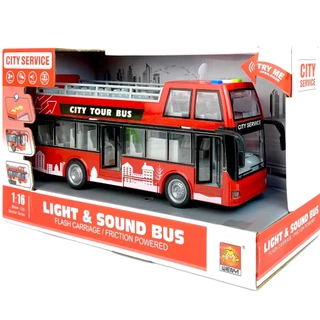 Ônibus Turismo Urbano 2 Andares de Fricção Luz e Som 000766 - Shiny