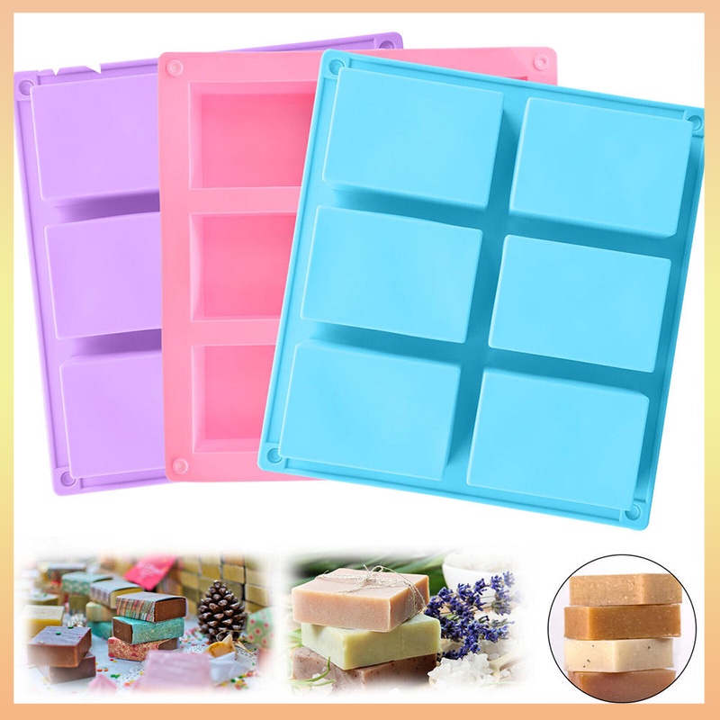 Molde De Sabão Retangular De 6 Cavidades Bandeja De Silicone Para Ferramentas Artesanais Caseiros DIY