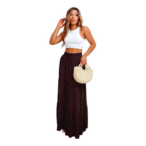 Saia longa cos store alto com cropped