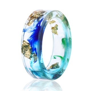 2023 Novo 1Pc Flores Secas Em Folha De Ouro Feitas À Mão Anel De Resina Transparente Fofo Para Festa De Casamento Feminina Jóias Presentes Românticos