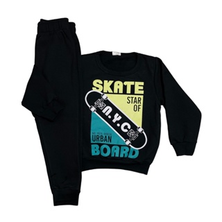 Conjunto moletom infantil masculino estampa skate 4-6-8