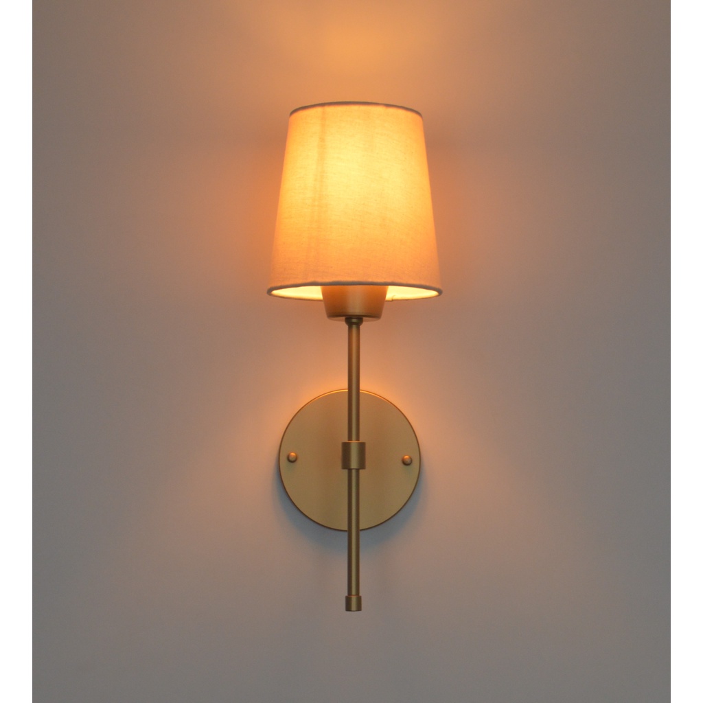 Imagem do produto Arandela Tocheiro Dourada C/ Cúpula Tecido Cru. 2