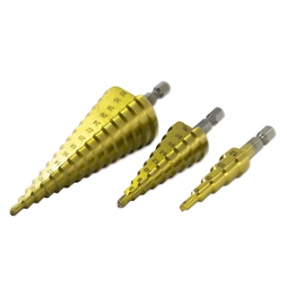 Kit 3 Brocas Escalonadas Conicas De Titanio Hss 4/32mm