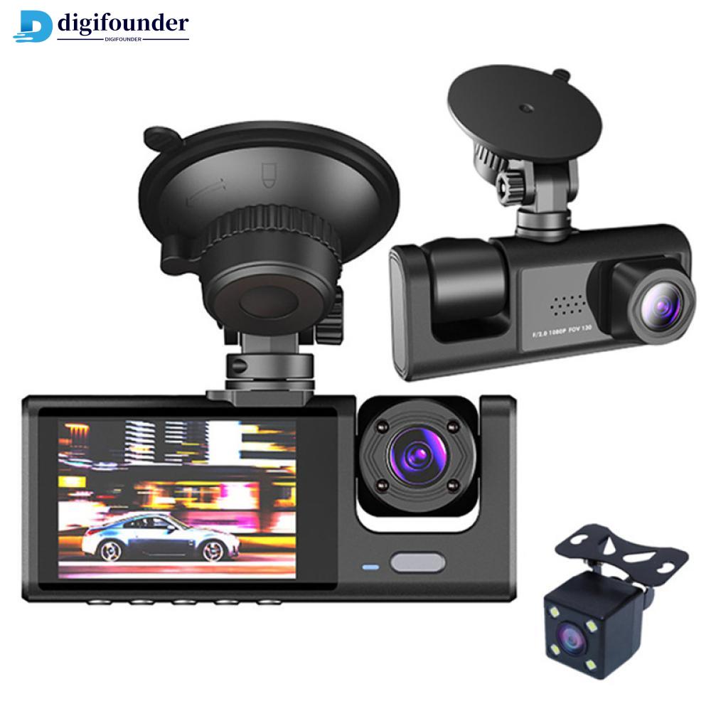 DIGIFOUNDER 3 Em 1 FHD 1080P Gravador De Vídeo Para Carro 3 Câmera DVR Dashcam Traseira Com Visão Noturna E8O9