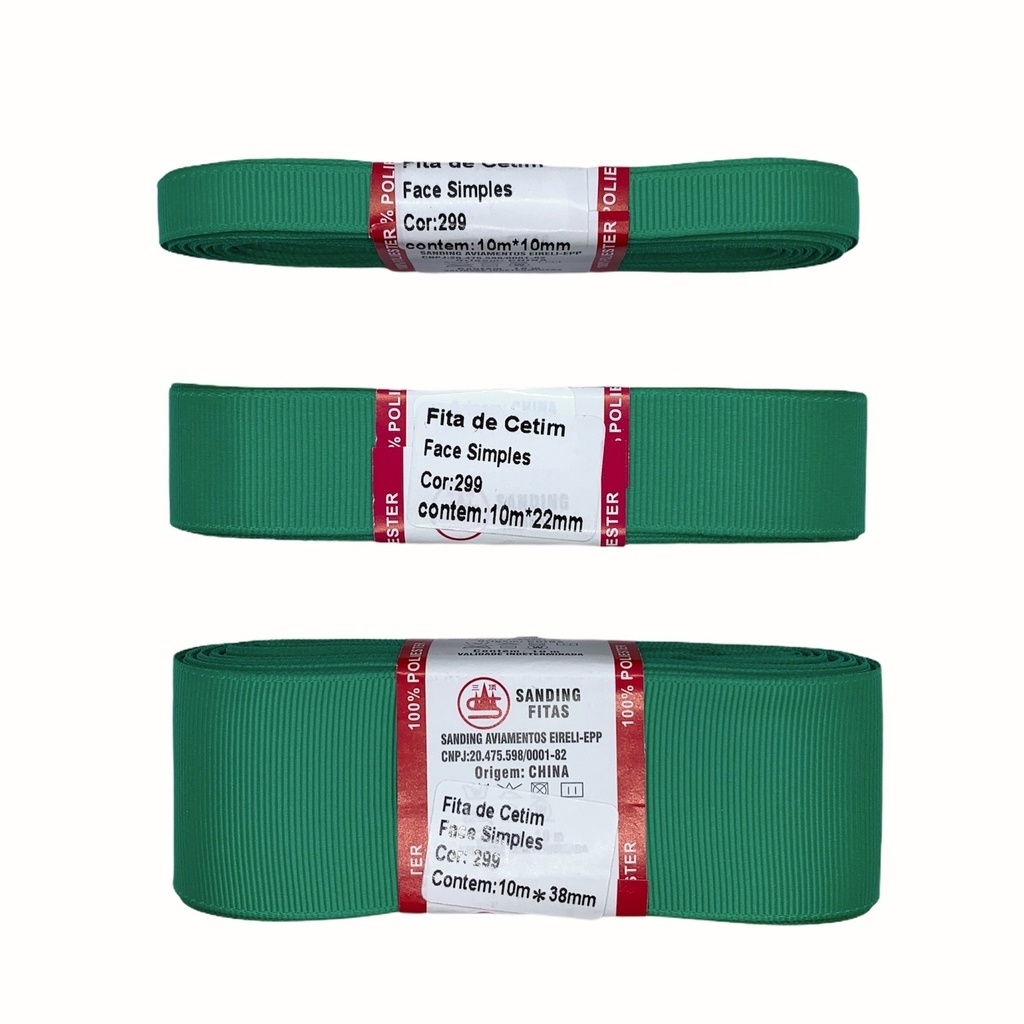 Fita Gorgurão Lisa Sanding Cor 299 (Verde Esmeralda) - 10