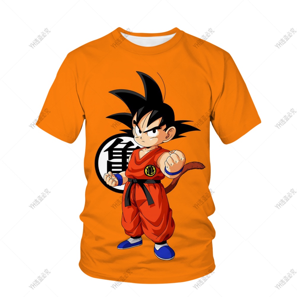 Novo desenho animado da marca Kid Dragon Ball Goku 3d Impressão Digital  Manga Curta Meia-Manga Elástica Camiseta Esportiva Para Meninos e Meninas