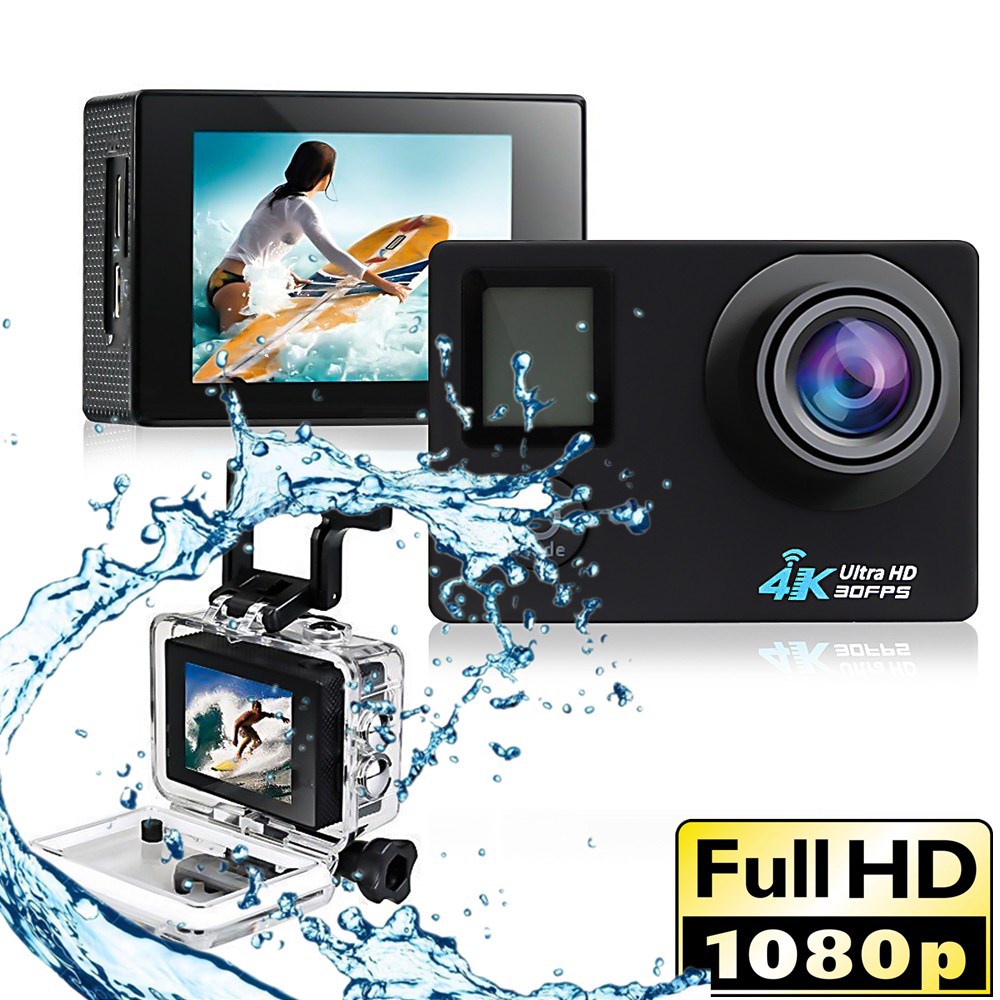 Tela dupla wifi câmera ação 4k viagem cameras câmera de ação ao ar livre HD dvr câmera à prova d’água DV câmera de mergulho