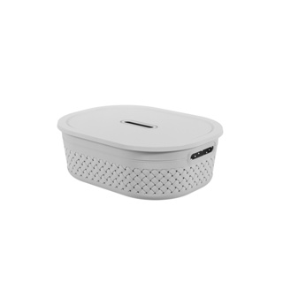 Cesta Organizadora Com Tampa Coza Craft 40 x 30,5 x 12,9 cm Cinza Frio