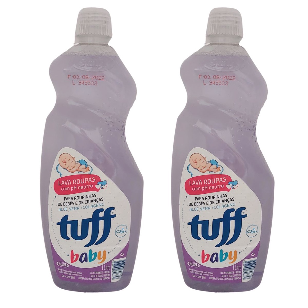 Kit c/2 Lava Roupas Baby Tuff Ph Neutro Aloe Vera + Colágeno 1 Litro ...