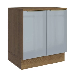Balcão Madesa Lux 70 cm 2 Portas - Rustic/Cinza (Com Tampo) em Oferta na Shopee