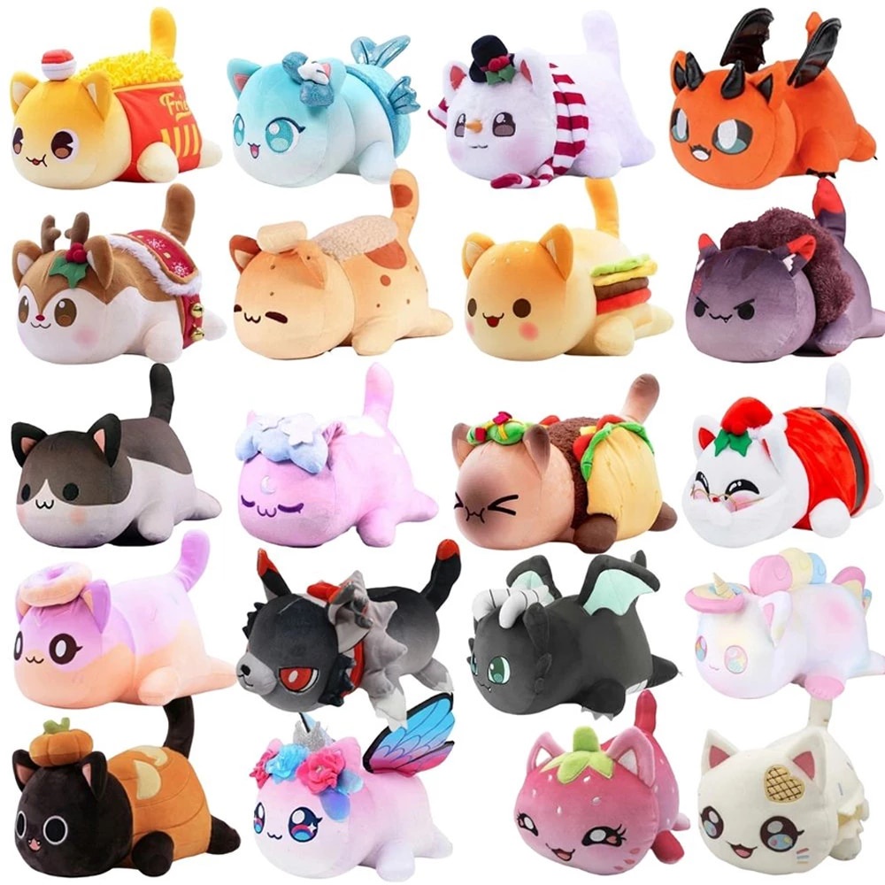 Bonito Kawaii Aphmau Meows Gato Brinquedo de Pelúcia Macio Meemeow Recheado Gato Plushes Francês Fry Cheeseburger Comida Boneca de Pelúcia Crianças Presentes