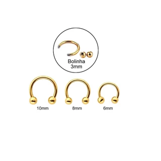 Piercing Ferradura Dourado Boca Orelha Nariz Não Descasca