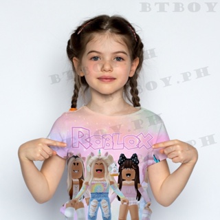 YAYA * T-Shirt De Jogo Roblox Infantil Roupas De Desenho Animado Meninas  Manga Curta
