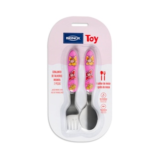 Conjunto De Talheres Infantil Brinox Toy 2 Peças Aço Inox