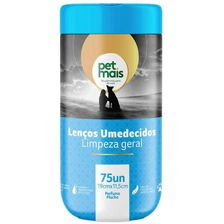 Lenço Umedecido PetMais Cães Macho Azul Com 75 Unidades