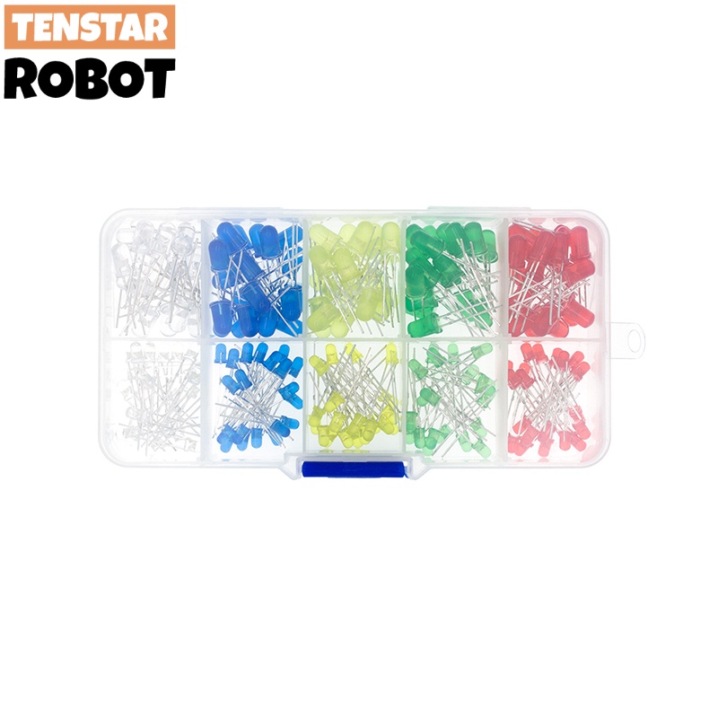 200PC/Lot 3MM 5MM Led Kit Com Caixa Mista Cor Vermelho Verde Amarelo Azul Branco Sortimento De Diodos Emissores De Luz 20PCS Cada Novo