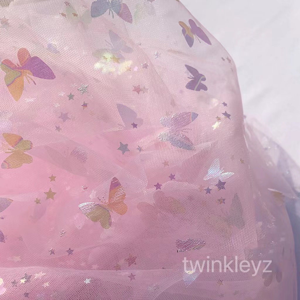 Tecido De Gaze Borboleta Cintilante Material De Malha Feito A Mão Decorativo/FABRIC Somente (YARD)