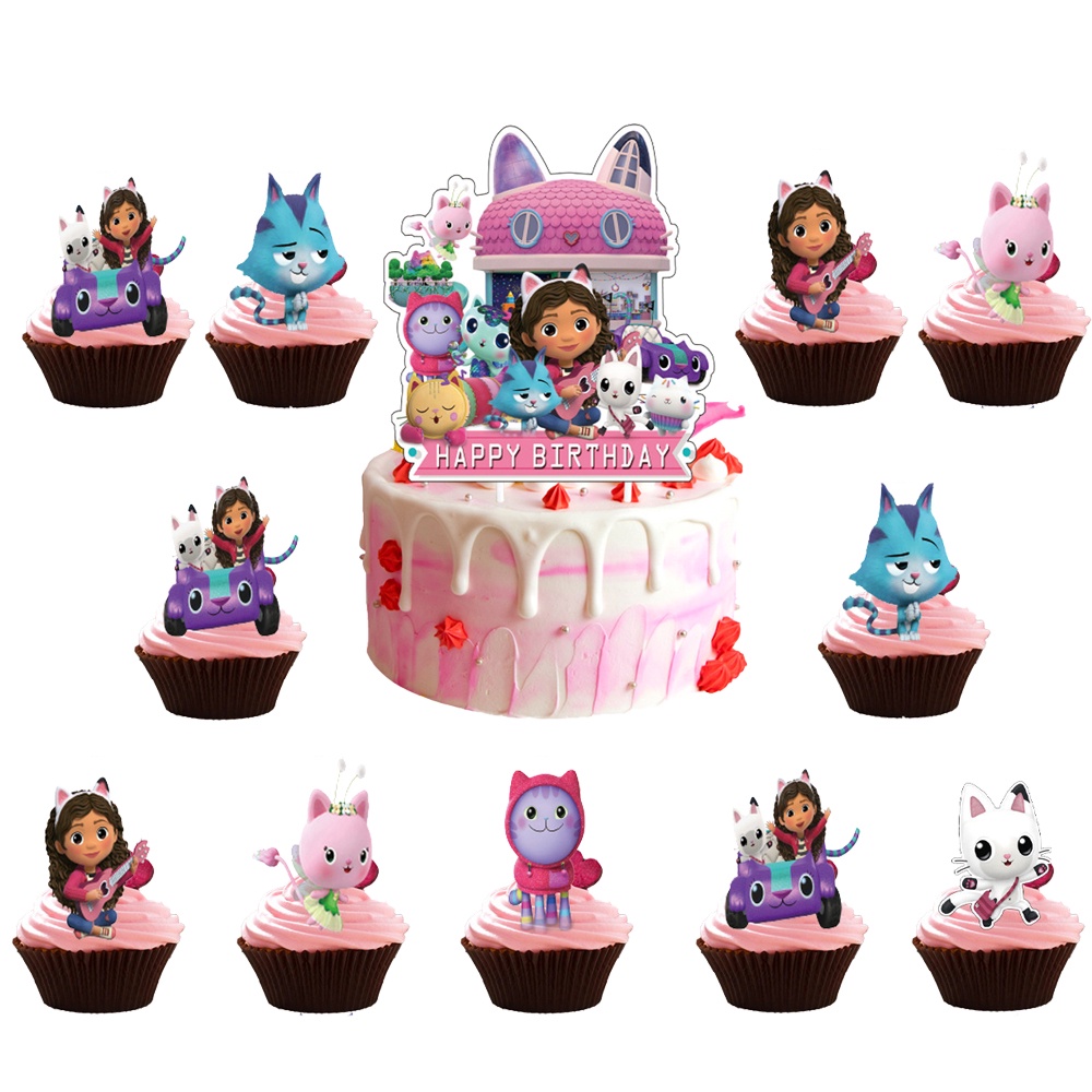 13 pçs glitter borboleta feliz aniversário bolo toppers 3d rosa crianças  festa de aniversário cupcake topper para chá de bebê cozimento decoração -  AliExpress