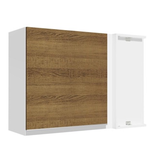 Armário Aéreo de Canto Madesa Glamy 1 Porta - Branco/Rustic