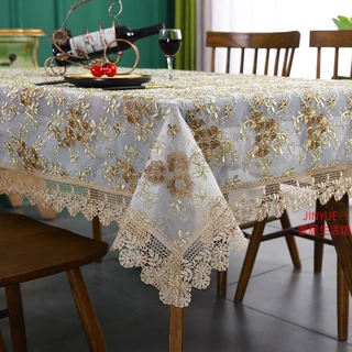 Toalha de Mesa em Renda com Bordados de Rosa – 150 Largura x 220 Comprimento
