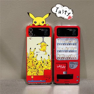 Design Para Samsung Galaxy Z Flip 4 Pikachu E Desenho Animado Capa Rígida À Prova De Choque 3 5G Traseira Do Telefone