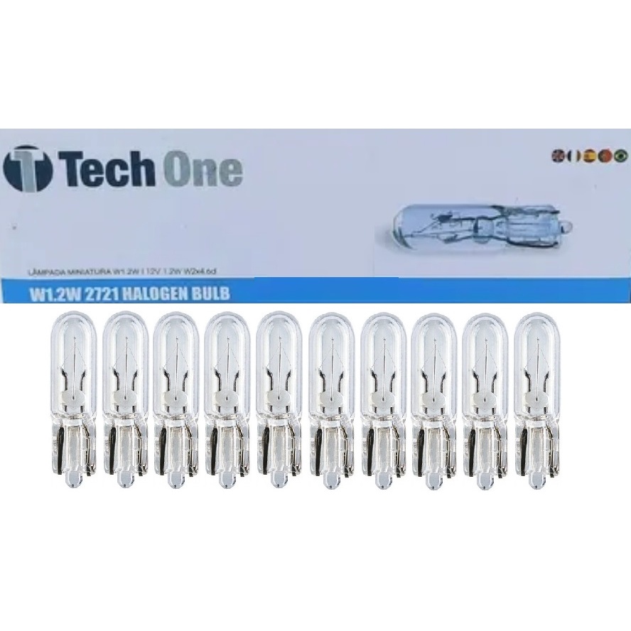Caixa C/ 10 Lampada Halogena Techone 12v T5 1,2w