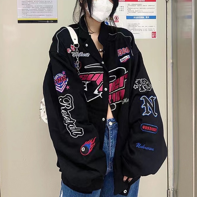jaquetas femininas de motoqueiro Fatos de corrida/uniformes de beisebol