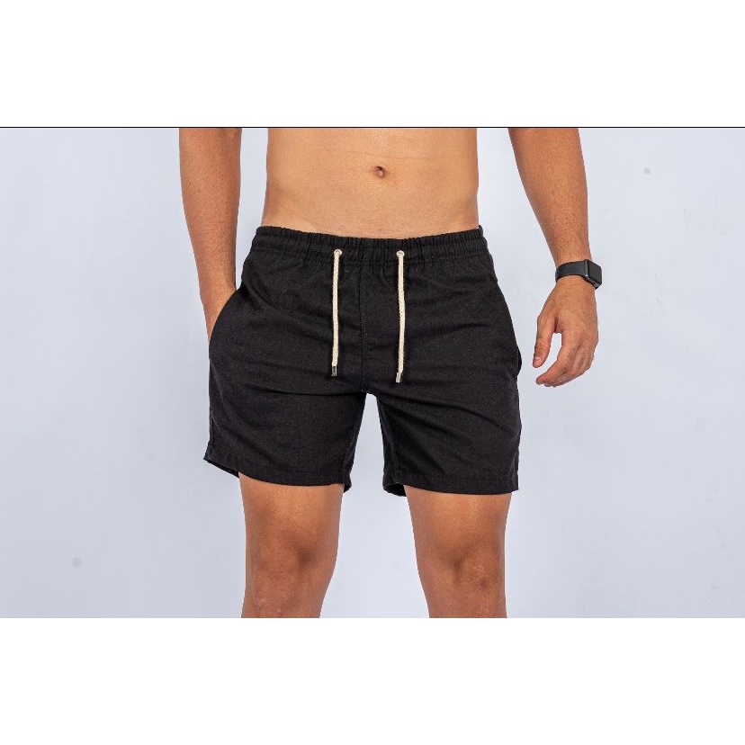 Short Linho Premium Masculino Mauricinho Bermuda Moda Praia verão PRETO