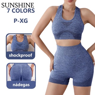 TopSports 2 Peças Conjuntos legging short top academia feminino kit Fitness Bra Levanta Bumbum