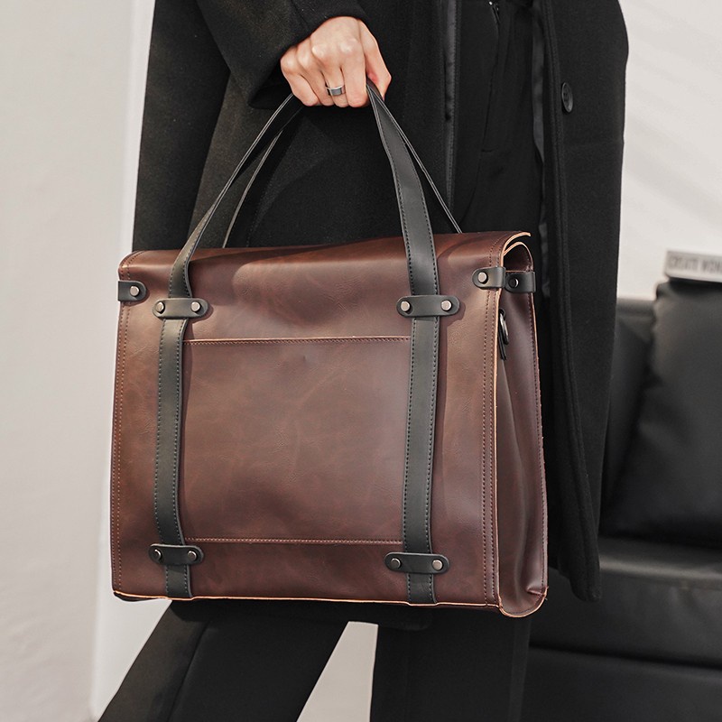 Bolsa De Couro 100 % Crazy Horse Leather Handbag Man Retro Transversal Masculina Pasta De Ombro Da Moda