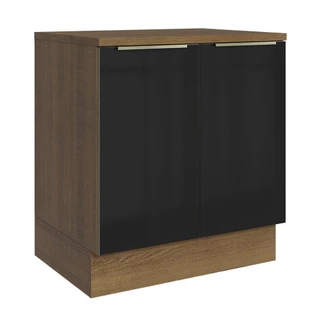 Balcão Madesa Lux 70 cm 2 Portas - Rustic/Preto (Com Tampo) em Oferta na Shopee