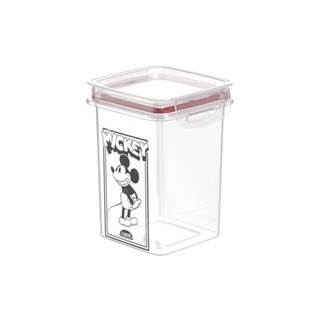 Pote de Plástico Quadrado 830 ml Hermético Trava Mais Vermelho Mickey