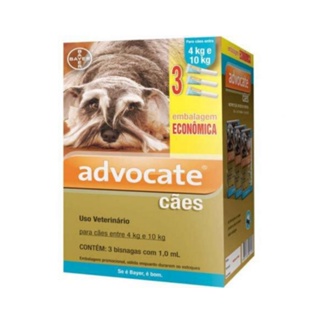 Advocate Caes Combo- 4 até 10kg -3 pipetas c/ 1ml cada